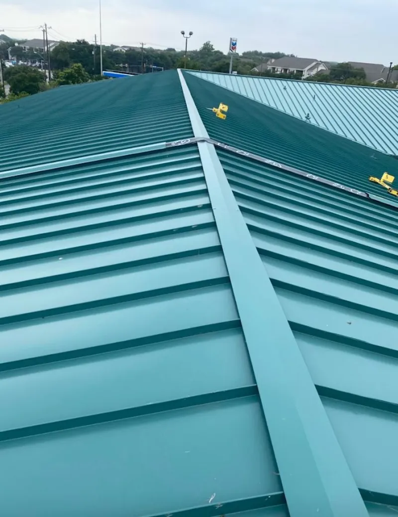 Green commercial metal roof ridge and valley for Metal Roof Repair in Stickney